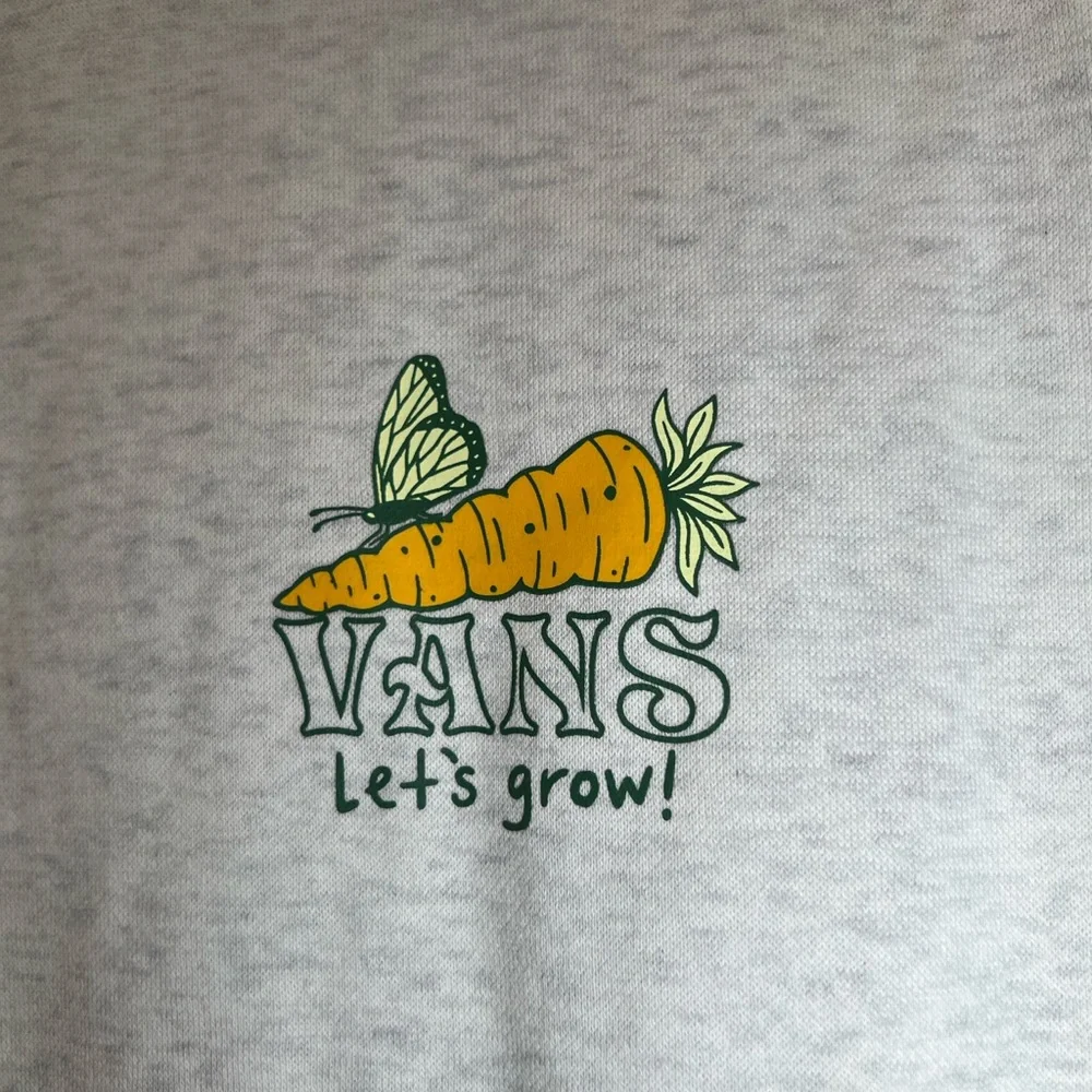 Like New Vans Fleece Crew Short Sleeve Sweatshirt Light Gray Graphic Medium - Picture 3 of 7